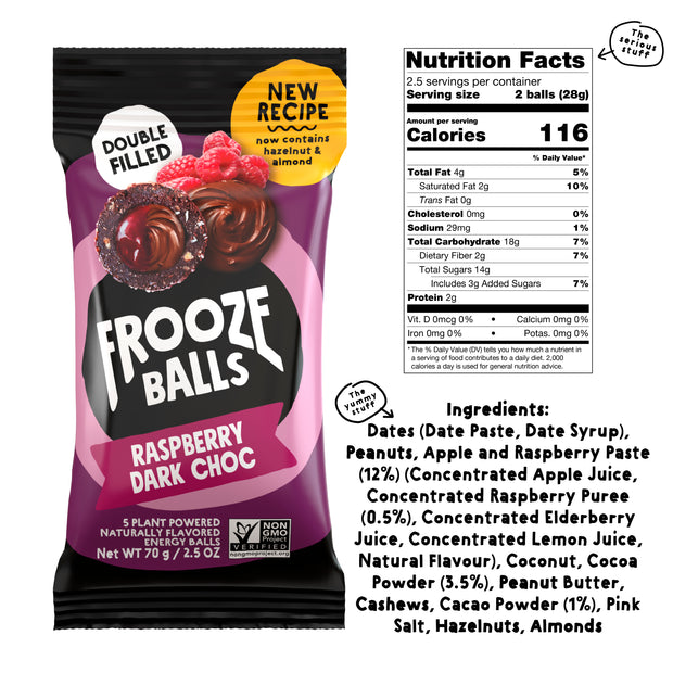 Frooze Balls Raspberry Dark Choc — 8 packs (5ct Each)